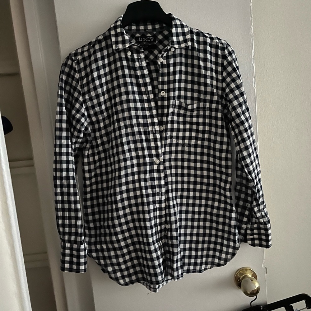 J. Crew Factory Blue  and White Cotton Button Down Shirt. X SMALL. Like new.